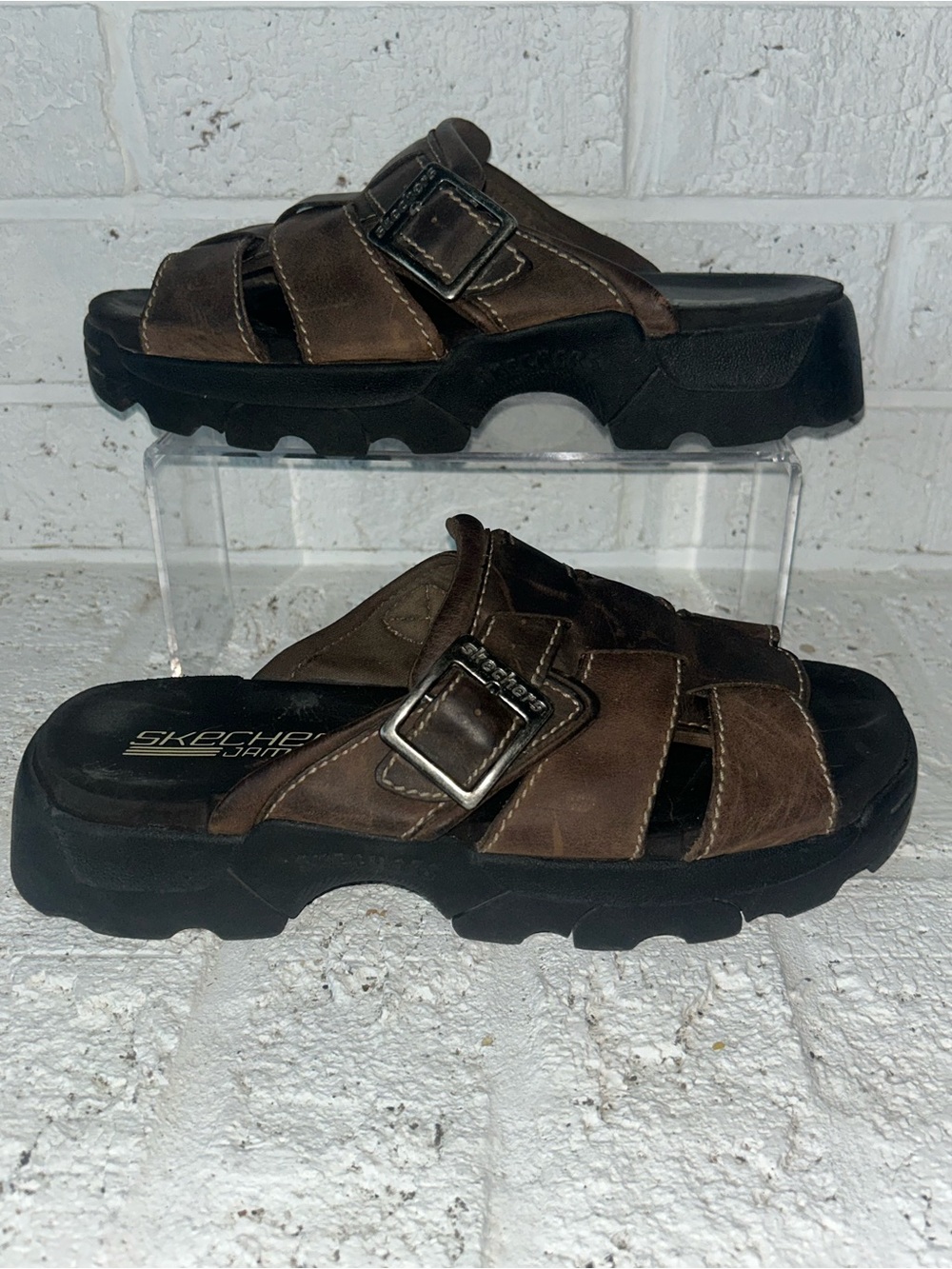 Vintage 90’s Y2K Skechers Jam Up Jammers Slide Chunky lug sole  Sandals Size 9